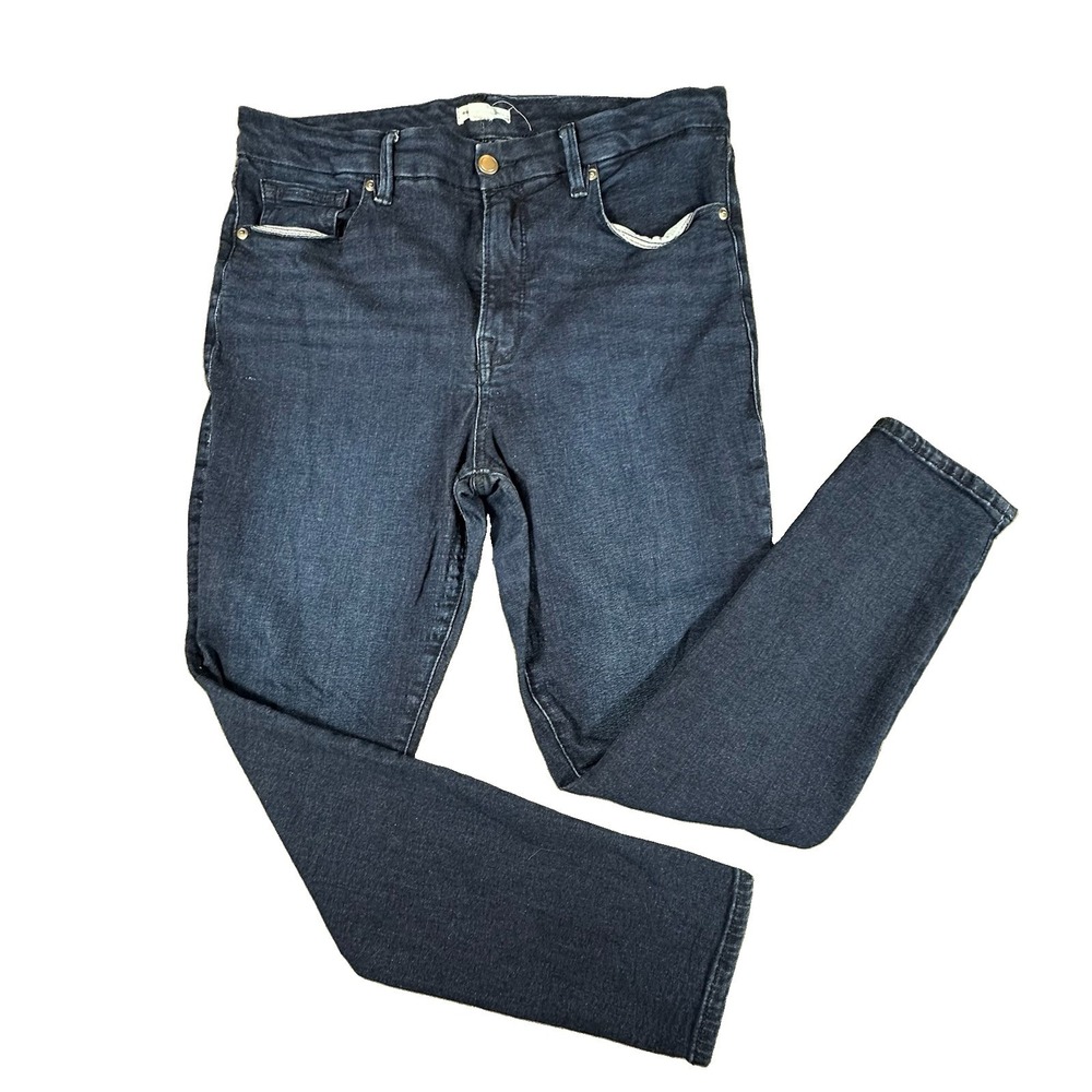 Good American Good Legs Crop Jeans Women 14 Organic Cotton Blue Denim Stretch